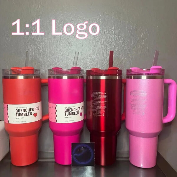 c4ec629ac593dab0 Camelia Pink Gradient Parade Black Chroma With 1:1 H2.0 40oz Stainless Steel Tumblers Cups with Silicone handle Lid Straw Travel Car mugs Water Bottles US STOCK