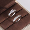 c4f2a73001567989 Sterling Sier Double Row Micro Inlaid Style Wedding Diamond Set Zircon For Couple Ring