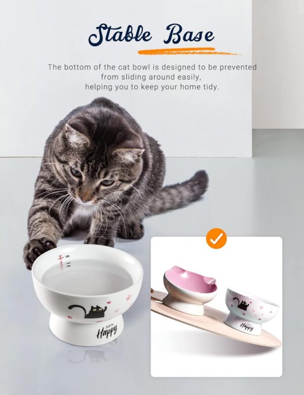 c4f8305767a3d23a AISBUGUR Ceramic Cat Bowls Set of 2, Elevated 15 Tilted Design for Indoor Cats, Large Capacity, Easy to Clean, Non-Slip Base, Cute Pattern, Blue