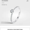 Modian Solid 925 Sterling Silver Simple Round Clear CZ Finger Rings For Women & Girls Cassic Wedding Statement Fine Jewelry Gift