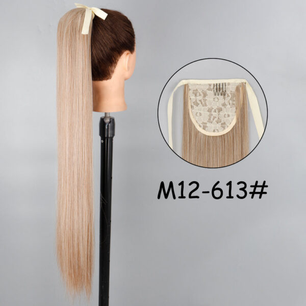 c5030d59470c43a9 34inches Synthetic Ponytail Hair Extension Clip in Fake Wig Hairpiece Blonde Wrap Around Pigtail Long Smooth Overhead Pony Tail