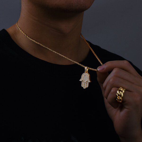 New Moissanite Iced Out Bling Hamsa Hands Pendants Necklaces S Sier Charm For Men Women Hip Hop Jewelry Passed Diamond Test