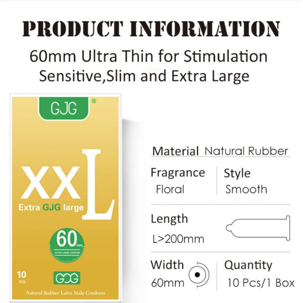 10pcs/Box Extra Large Ultra Thin Lubricated Condom 56MM Smooth Latex Penis Condoms for Male Adult Sex Dick Cock Sleeve for Homme