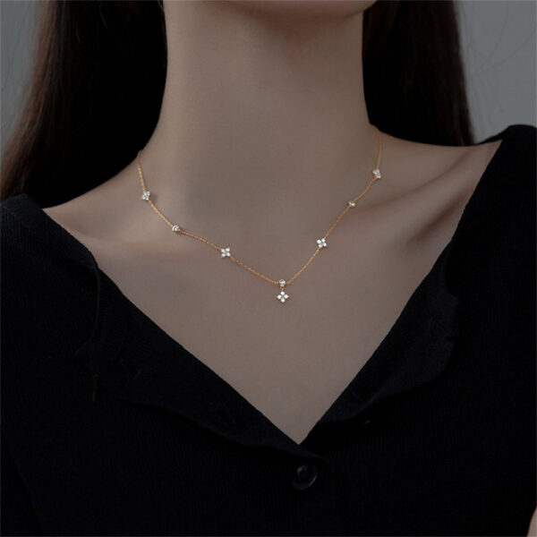 c52c5c4ebbe69d25 TBCYD All Moissanite Pendant Necklace For Women Four-leaf Clover Link Chain Diamond Test Passed Sterling Sier Fine Jewelry