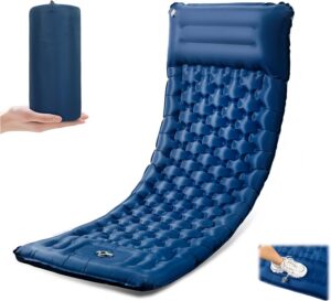 c543bcf144042a36 Sleeping Pad for Camping, Ultralight 4.7" Extra-Thick Inflatable Camping mat with Pillow Built-in Foot Pump, Compact Lightweight Air Mattress for Camping Backpacking Hiking Car Travel Tent, Navy Blue
