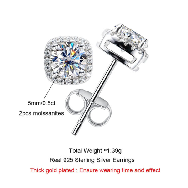 AnuJewel 5mm 1cttw D Color Moissanite Diamond 925 Sterling Silver Stud Earrings For Woman Fine Jewelry Wholesale