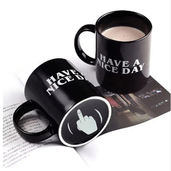 Vertical Middle Finger Creative Mug Anime Films and Teion Products Funny Ceramic Coffee Breakfast Cup Christmas Gift
