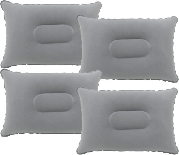 2 Pack Gray Ultralight Inflatable Pillow Small Squared Flocked Fabric Air Pillow for Hiking, Camping, Traveling, Napping, Desk Rest, Neck & Lumbar Support
