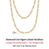 Rinntin Sterling 3.3mm Diamond-Cut Figaro Chain For Men Women Fashion Sier Necklace Jewelry SC34