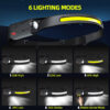 Sensor Headlamp LED Flashlight Rechargeable Headlight Head Torch Built-in Battery 5 Lighting Modes Fishing Camping Lantern