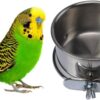 Pet Bird Food Feeding and Drinking Hanging Cup Clamp Holder Stainless Steel Hanging Bowl for Parrot Macaw African Greys Budgies Parakeet Cockatiels Conure Lovebirds Finch Pigeon Cage
