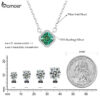 BAMOER Square Green Moissanite Sterling Sier Pendant White Gold Plated VVS1 Lab Diamond Necklace for Women