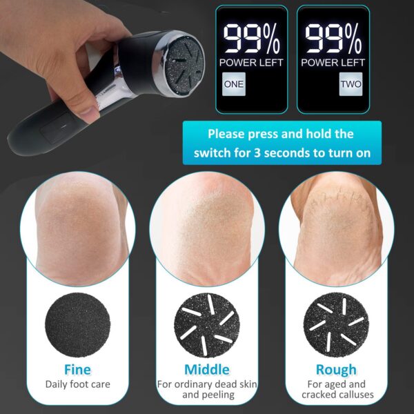 Rechargeable Rasp Electric Pedicure Foot Sander IPX7 Waterproof 2 Speeds to Eliminate Feet Dead Skin and Calluses