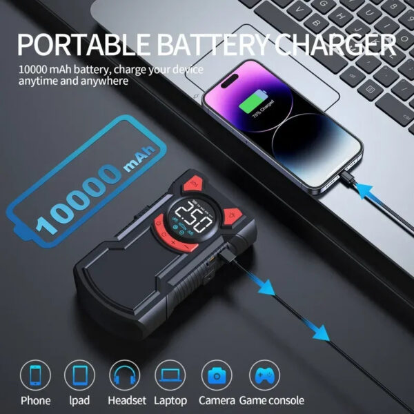 5-in-1 Jump Starter with Air Pump 3000A Peak Starter Box 150PSI Battery Pack with Digital Tire Inflator Car Battery Jump Starter