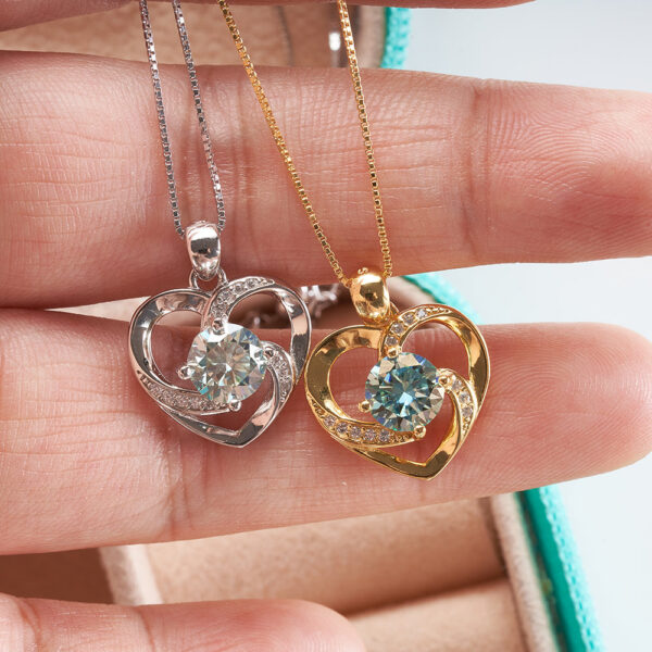 1 Carat Real Moissanite Pendant Necklace Gold Color Sterling Sier Thick Neck Chain Jewelry Pass Diamond Tester
