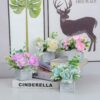 XONOR Artificial Flowers - Set of 4 Mini Fake Potted Silk Daisy Flowers for Home Decor Wedding Office Tabletop Decoration