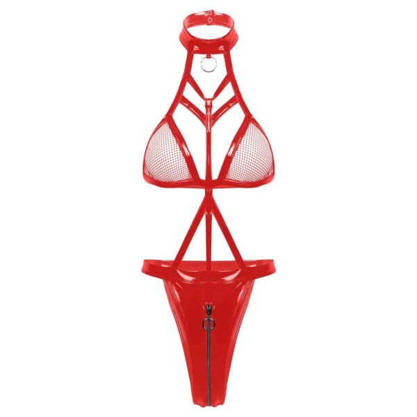 c61ad227942a9d3b Porn Sexy Lingerie Bodysuit Women Underwear Leather Mesh Zipper Erotic Sensual Lingerie Woman Latex Body Exotic Costumes