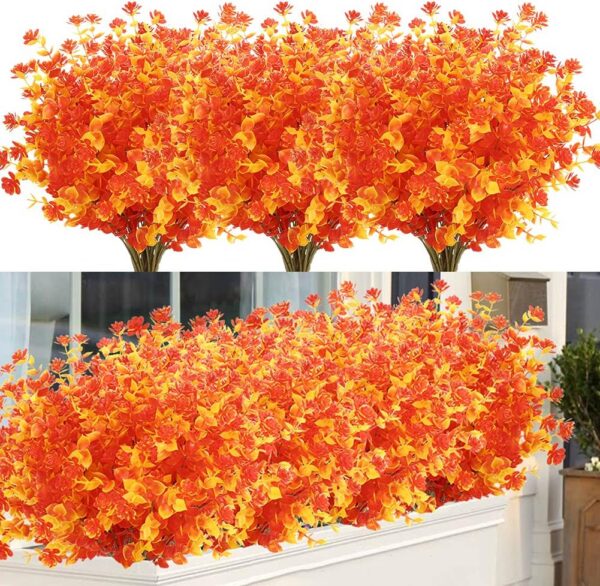 c6220a3e16a976d8 24 Bundles Outdoor Artificial Flowers UV Resistant Fake Boxwood Plants, Faux Greenery for Indoor Outside Hanging Plants Garden Porch Window Box Home Wedding Farmhouse Décor (Magenta)