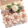 YYHUAWU Artificial Flowers Combo Box Set Gradient Color Flower Leaf with Stems for DIY Wedding Bouquets Centerpieces Baby Shower Party Home Decorations Peach