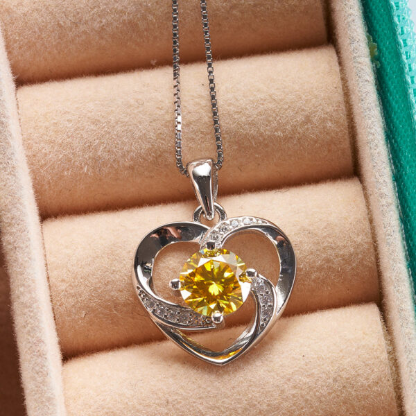 1 Carat Real Moissanite Pendant Necklace Gold Color Sterling Sier Thick Neck Chain Jewelry Pass Diamond Tester