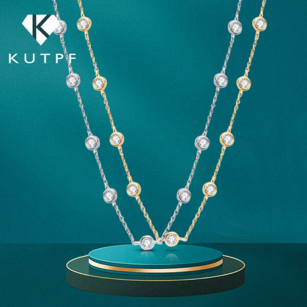 3/5mm Round Bubble Moissanite Diamond Necklace Bracelet with Certificate Sterling Sier Neck Chain Layered Choker for Women