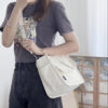 Mini Canvas Satchel Bag With Top Handle, Multi Pockets Shoulder Bag, Portable Lunch Box Storage Bag
