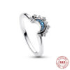 Hot Sale Sterling Sier Gold Moon and Sun Ring Set Diamond Heart Sparkling Rings for Women Fine Jewelry Party Gift Charming