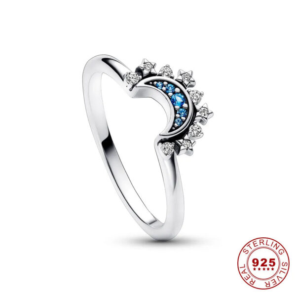 Hot Sale Sterling Sier Gold Moon and Sun Ring Set Diamond Heart Sparkling Rings for Women Fine Jewelry Party Gift Charming