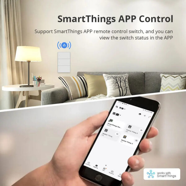c6643e99d16dac5b Zemismart Matter WiFi 1 2 3 4 6 Gangs Smart Wall Light Switch Neutral Required with Big Button SmartThings App Homekit Control