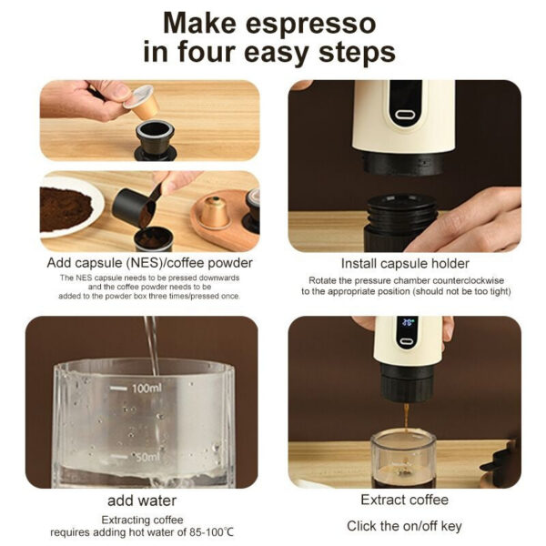 2024 NEW Wireless Small Portable Italian Coffee Electric Concentrated Capsules hine For Home Outdoor Fast Charge
