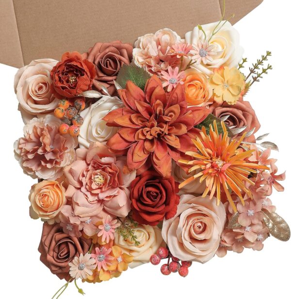 Serra Flora Artificial Christmas Flowers Greenery Combo Box Set Faux Flowers Bulk Flower Leaf with Stems for DIY Tree Ornaments Xmas Wreath Floral Arrangements Centerpieces