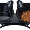 c67822b45aa4ab27 Anti Vomiting Cat Bowls - Elevated Tilted 15° Cat Food Bowl, Raised Plastic Cat Dishes with Non-Slip Rubber Base Stand Kitty Bowl for Cats (White)