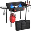 c6795f9f45e8afb0 2 Burner Gamping Stove with Windpanel& Side Shelves, Bag, Auto Ignition Button,Regulator,150,000 BTU Camping Stove Propane Burner for Outdoor BBQ&Backyard Cooking Camping Home