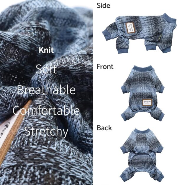 c6b0c33b83bb5fd1 Knitted Dog Pajamas, Dog Clothes for Small Dogs Girl Boy, Pet Onesie with Feet, Cat Outfit, Light Grey, Small