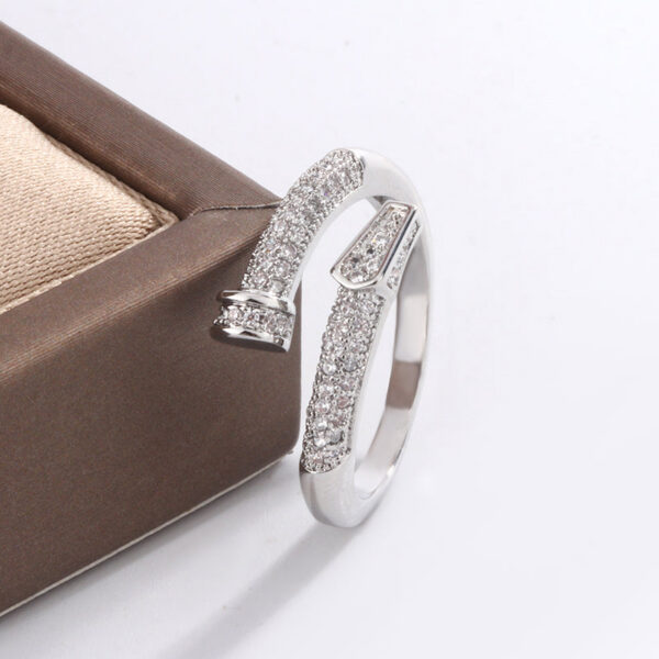 c6b6a4f0e74c6749 Classic Design Full Diamond Zircon Nail Ring Fashion Everything Sier Ladies Fine Jewelry Light Birthday Party Gift