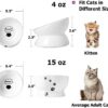 Y YHY Raised Cat Food Bowl Set, Ceramic, Tilted Elevated Bowls, 2 Bowls, 3.6 in & 3 in, White