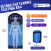 Backpacking Flannel Sleeping Bag Lightweight for Adults Hiking Ultralight Compact Sleeping Bag Portable Warm Weather Summer with Compression Sack