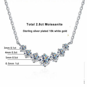 c6ba6918808337bd Full Moissanite Diamond Necklace for Women Sterling Sliver with Plated White Gold Neck Pendent Wedding Fine Jewely