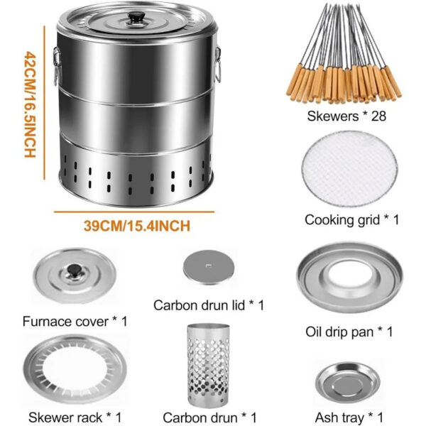 c6c629f1f1e522f6 Stainless Steel Wrap-around Grill Charcoal Grill Smokeless Grill Cooking Grate Portable Camping Oven Household Barbecue Tools