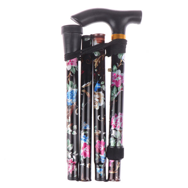 c6c8661be2395e88 Aluminium Alloy Hiking Poles Folding Telescopic Lightweight 4-section Cane T Handle Outdoor Portable Elderly Walking Stick