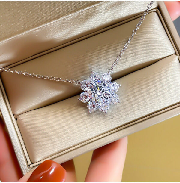 c6f325e20c1ad232 COSFIX Moissanite For Women 1 CT D Color VVS1 Excellent Cut Round Diamond Suower Pendant Necklace Sier Jewelry