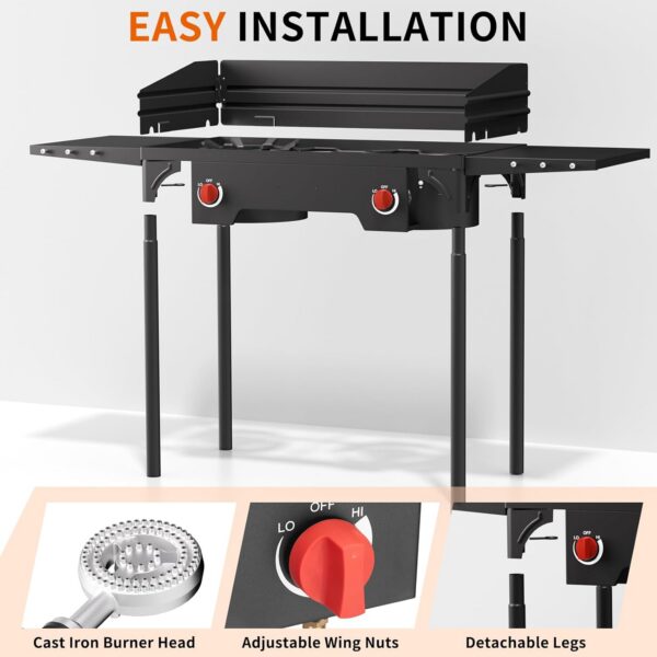 SKOK High Pressure 1/2/3 Burners Propane Camping Stove, Propane Burners for Outdoor Cooking