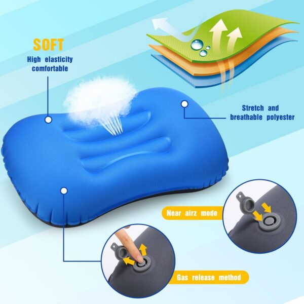 c7144423a5395da3 Tatuo 3 Pcs Inflatable Camping Travel Pillow Ultralight Inflating Pillows Lightweight Camping Pillow Portable Backpacking Pillow for Neck Lumbar Support Hiking Sleeping Camping (Dark Blue)