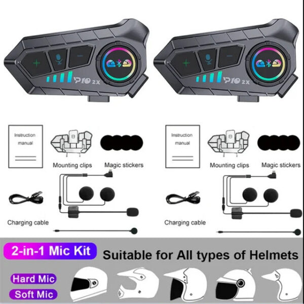 Wireless Bluetooth5.3 Motorcycle Helmet Intercom Headset Waterproof 300 m Intercomunicador Speaker Earphone