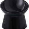 White Small Ceramic Raised Cat Bowls, Tilted Elevated Food or Water Bowls, Stress Free, Backflow Prevention, Dishwasher and Microwave Safe, Lead & Cadmium Free