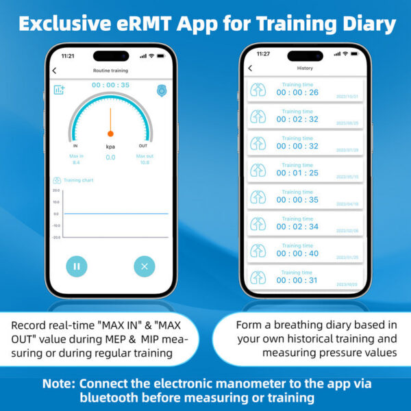 Breathing Exercise Device for Lungs Electric Manometer Lung Exerciser Respiratory Muscle Expander Trainer with Training App