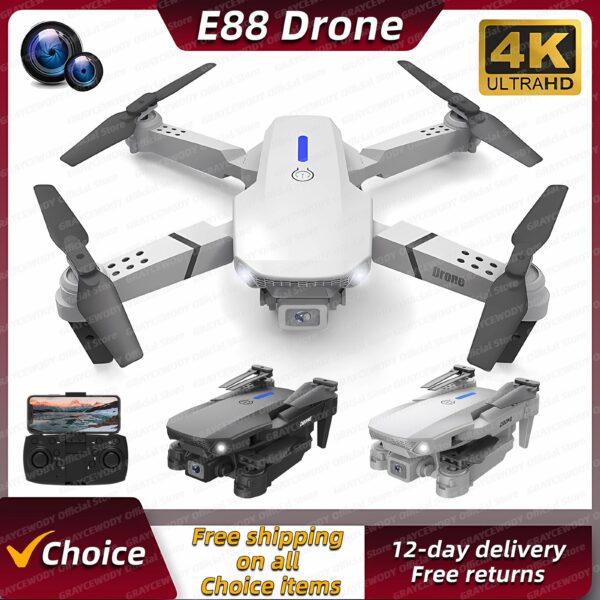 c753bde376e66f7a New E88Pro Drone 4K Professinal With 1080P Wide Angle Dual HD Camera Foldable RC Helicopter WIFI FPV Height Hold Apron Sell