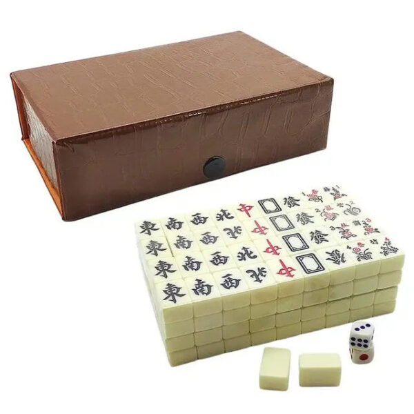 c7546087af8fe554 Mahjong Set 144 White Engraved Mini Tiles Gathering For Chinese Style Game Play Family Leisure Time
