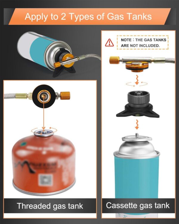 AUTOPkio Camping Gas Stove 3500W, Portable Gas Stove Windproof Backpacking Outdoor Stove with Piezo Ignition Adapters Converter for Outdoor Hiking, Picnic, Trekking, BBQ