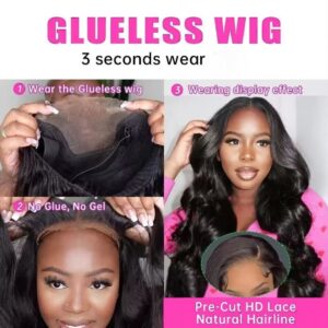 c767a67c7c848dcc Glueless Prelucked Body Wave Brazilian 5x5 Closure HD Transparent Upgrade Pre cut Lace Long Human Hair Wigs